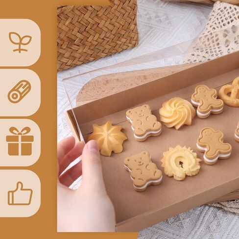 VGOODALL 25PCS Kraft Cookie Boxes, 9.5x6x1.2 Inches Brown Bakery Box with Clear Lids For Cookies Pastries Muffins Chocolates, Treat Boxes Dessert Boxes for Class Birthday Wedding Party in Saudi Arabia