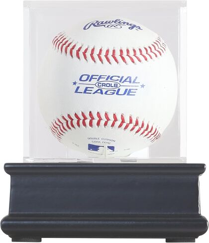 DisplayGifts Baseball Display Case Wooden Stand Lacrosse Ball Holder- Pro Graded UV Protection Cube for a Home Run or Autographed Ball, Black Stand in Saudi Arabia