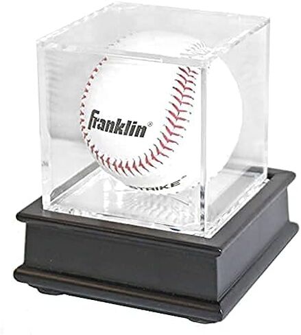 DisplayGifts Baseball Display Case Wooden Stand Lacrosse Ball Holder- Pro Graded UV Protection Cube for a Home Run or Autographed Ball, Black Stand in Saudi Arabia