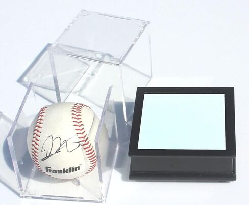 DisplayGifts Baseball Display Case Wooden Stand Lacrosse Ball Holder- Pro Graded UV Protection Cube for a Home Run or Autographed Ball, Black Stand in Saudi Arabia
