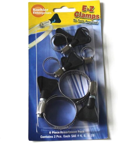 Enterprises EZ01B EZ Clamp Blister Pack، 6 قطع (قطعتان لكل مقاس SAE 4 و6 و20. لا توجد حاجة لأي أدوات)، أسود، كبير in Kuwait