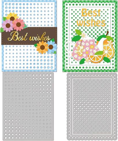BENECREAT 2Pcs Lace Polka Dot Pattern Carbon Steel Cutting Dies Stencils, 2 Styles Metal Stencils Scrapbooking Tool for DIY Photo Album, Decorative Embossing Paper Card in Kuwait