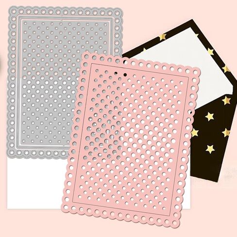 BENECREAT 2Pcs Lace Polka Dot Pattern Carbon Steel Cutting Dies Stencils, 2 Styles Metal Stencils Scrapbooking Tool for DIY Photo Album, Decorative Embossing Paper Card in Kuwait