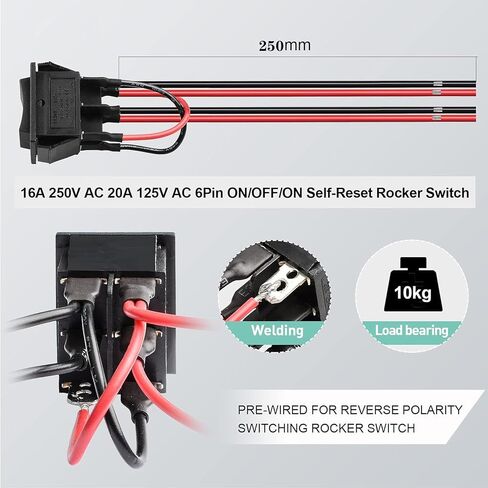 AWINLI DPDT Instantaneous Reverse Polarity Switch AC 16A 20A Control Motor 6Pin3 Position ON/Off/ON125V-250V Black Remote Control Lever Toggle Switch with Wire for Marine, Linear Actuator (2Pack) in Saudi Arabia