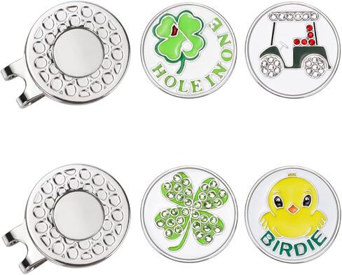 قطعتان من علامات كرة الجولف مع مشابك قبعة مغناطيسية معدنية، مشبك قبعة مضحك لعلامة كرة الجولف، أداة محاذاة وضع الجولف، ملحقات الجولف للرجال، هدايا لمحبي الجولف in Kuwait