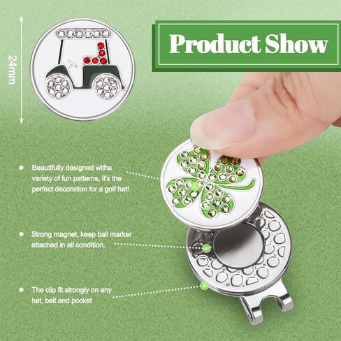 قطعتان من علامات كرة الجولف مع مشابك قبعة مغناطيسية معدنية، مشبك قبعة مضحك لعلامة كرة الجولف، أداة محاذاة وضع الجولف، ملحقات الجولف للرجال، هدايا لمحبي الجولف in Kuwait