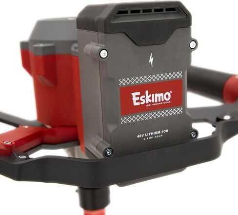 Eskimo E40 مثقاب صيد الجليد الكهربائي، بطارية ليثيوم أيون كاملة الطاقة 40 فولت، رأس طاقة خفيف الوزن، نظام قطع توربو، شفرات متعددة الحواف، أحمر in Saudi Arabia