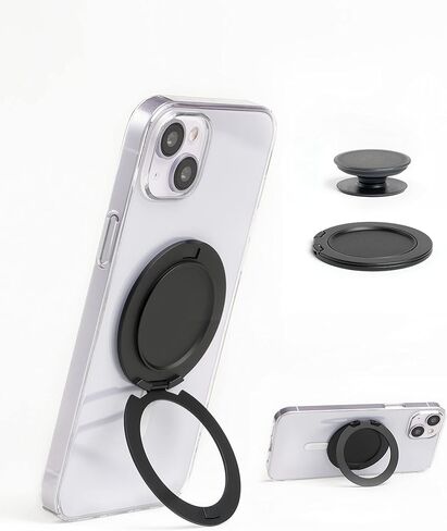 R Stand Phone Grip Magnetic Base for iPhone 12 13 14 Series,Magnetic Desk Phone Stand, Compatible with MagSafe Cases, Removable Socket Grip Base for PopSocket Collapsible Stand (Black) in Saudi Arabia