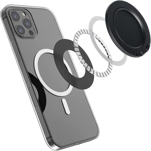 R Stand Phone Grip Magnetic Base for iPhone 12 13 14 Series,Magnetic Desk Phone Stand, Compatible with MagSafe Cases, Removable Socket Grip Base for PopSocket Collapsible Stand (Black) in Saudi Arabia