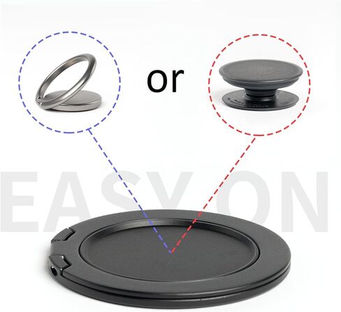 R Stand Phone Grip Magnetic Base for iPhone 12 13 14 Series,Magnetic Desk Phone Stand, Compatible with MagSafe Cases, Removable Socket Grip Base for PopSocket Collapsible Stand (Black) in Saudi Arabia