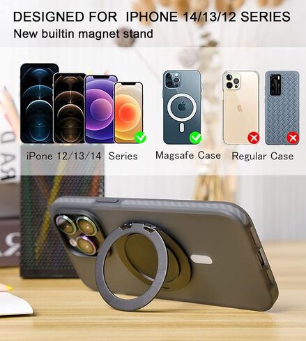 R Stand Phone Grip Magnetic Base for iPhone 12 13 14 Series,Magnetic Desk Phone Stand, Compatible with MagSafe Cases, Removable Socket Grip Base for PopSocket Collapsible Stand (Black) in Saudi Arabia
