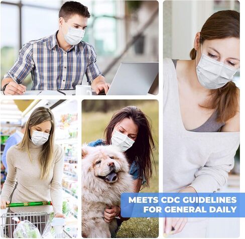 50 Pcs Disposable 3 Ply Safety Face Mask for Protection - with Nanofiber Filter Lining - and Elastic Earloops in Saudi Arabia