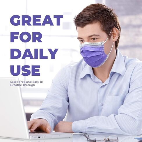 50 Pcs Disposable 3 Ply Safety Face Mask for Protection - with Nanofiber Filter Lining - and Elastic Earloops in Saudi Arabia
