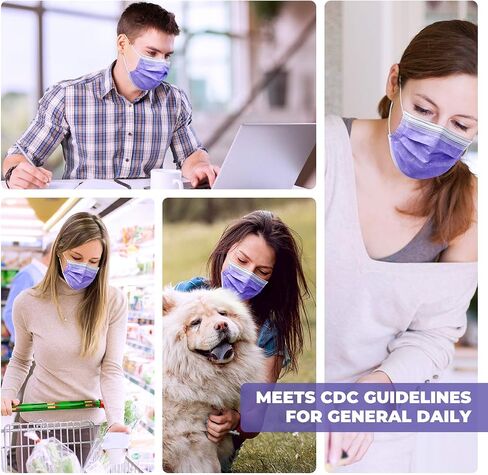 50 Pcs Disposable 3 Ply Safety Face Mask for Protection - with Nanofiber Filter Lining - and Elastic Earloops in Saudi Arabia