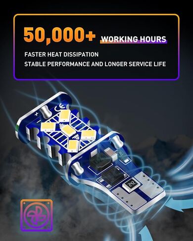 LUYED 2 × 1200 لومن 921 912 لمبة LED للأضواء الاحتياطية العكسية عالية الطاقة 3020 15-EX شرائح خالية من الأخطاء W16W 906 922 T15 لمبات، 6500 ك أبيض (ترقية جديدة، حزمة من 2) in Kuwait