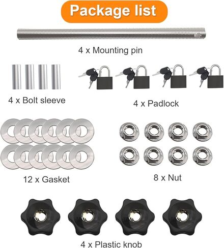 مجموعات دبابيس التثبيت لألواح الجر، مجموعة دبابيس تثبيت عالمية قابلة للقفل ومقاومة للسرقة مع 4 أقفال، تناسب جميع مسارات الاسترداد تقريبًا in Kuwait