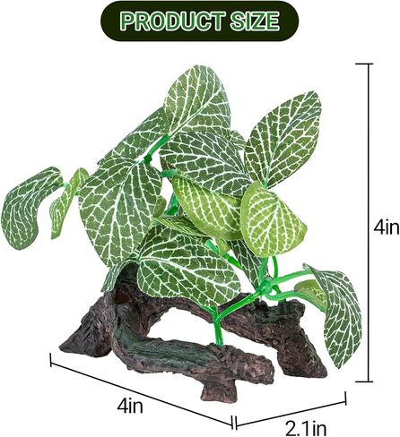 REPTI ZOO Reptile Plants, White Scindapsus Aureus Artificial Terrarium Plants, Resin Base Reptile Hide Fake Plants for Bearded Dragon Gecko Ball Python Snake Turtles Hermit Crab in Saudi Arabia