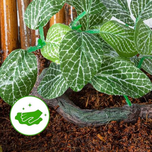REPTI ZOO Reptile Plants, White Scindapsus Aureus Artificial Terrarium Plants, Resin Base Reptile Hide Fake Plants for Bearded Dragon Gecko Ball Python Snake Turtles Hermit Crab in Saudi Arabia
