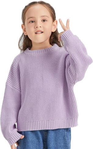 100% Cotton Chunky Kint Sweater Long Sleeve Pullover Drop Shoulder Sweaters Crewneck Solid Color for Infant Toddler Children in Saudi Arabia
