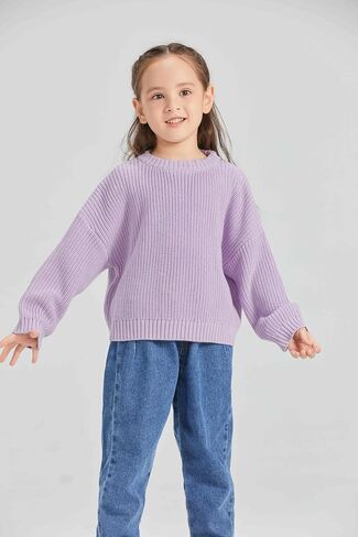 100% Cotton Chunky Kint Sweater Long Sleeve Pullover Drop Shoulder Sweaters Crewneck Solid Color for Infant Toddler Children in Saudi Arabia