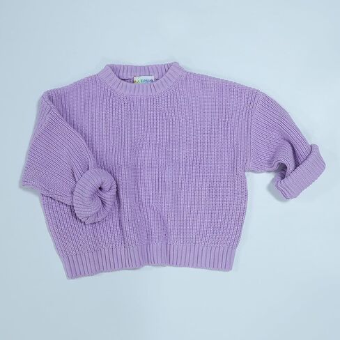 100% Cotton Chunky Kint Sweater Long Sleeve Pullover Drop Shoulder Sweaters Crewneck Solid Color for Infant Toddler Children in Saudi Arabia