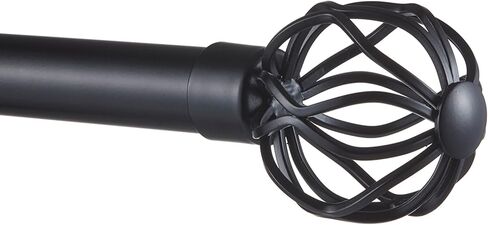 Ogee 1" Curtain Rod and Coordinating Finial Set, Matte Black, Adjustable 66"-120" in Saudi Arabia