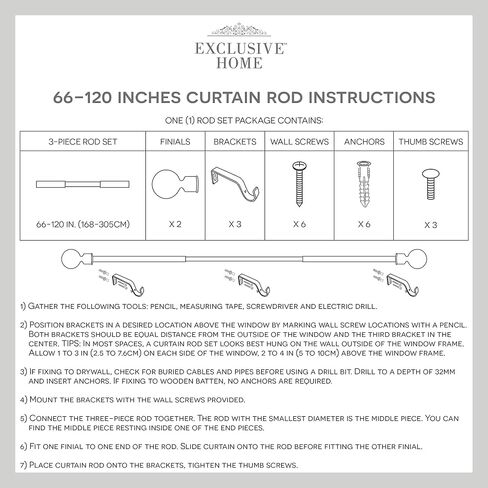 Ogee 1" Curtain Rod and Coordinating Finial Set, Matte Black, Adjustable 66"-120" in Saudi Arabia