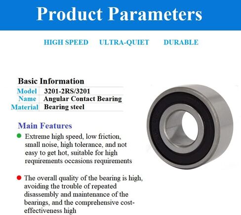 Bettomshin 3Pcs 3201-2RS/3201 Angular Contact Ball Bearing, 1/2" OD,1-1/4"ID, 5/8"T Bearing Steel Sealed P0 Rolling Bearings, J Steel Plate Stamping for Automobile Engines and Transmissions in Saudi Arabia
