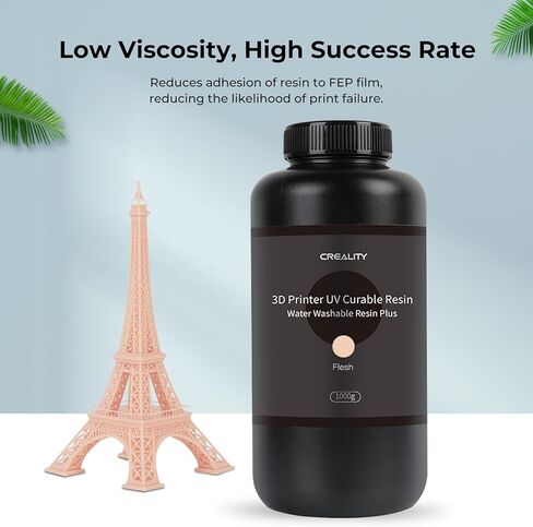 Creality Water Washable 3D Printer Resin, 405nm UV Curing Resin with High Precision 3D Printer Resin with Low Viscosity, High Toughness, Photopolymer Resin for LCD 3D Printing, Skin 500g in Kuwait