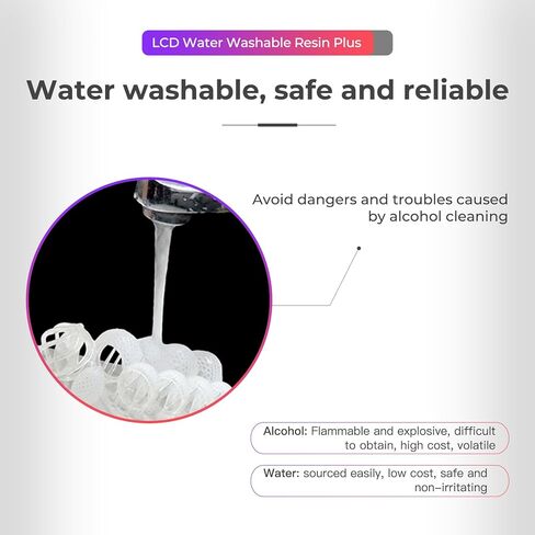 Creality Water Washable 3D Printer Resin, 405nm UV Curing Resin with High Precision 3D Printer Resin with Low Viscosity, High Toughness, Photopolymer Resin for LCD 3D Printing, Skin 500g in Kuwait