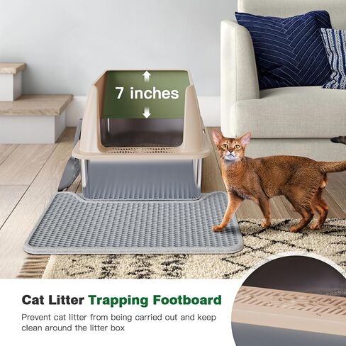 Stainless Steel Litter Box,XL Metal Litter Box with Lid,High Side Cat Litter Box for Big Cats and Kittens,Extra Large Litter Box with Scoop,Non-Sticky,Anti-Leakage and Easy Clean (Black) in Saudi Arabia