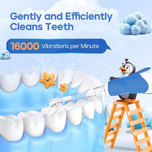 SEAGO Toddler Electric Toothbrush for Ages 1-3 Years,Baby Electric Toothbrush with Smart LED Timer and Sonic Technology,4 Brush Heads(Blue) in Saudi Arabia
