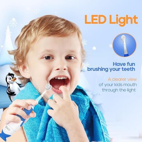 SEAGO Toddler Electric Toothbrush for Ages 1-3 Years,Baby Electric Toothbrush with Smart LED Timer and Sonic Technology,4 Brush Heads(Blue) in Saudi Arabia