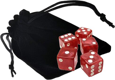 Set of (5) 16mm Dice Marbleized Standard Square Cornered with Black Velvet Cloth Pouch Bag (Pearl) in Saudi Arabia