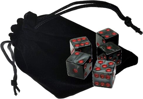 Set of (5) 16mm Dice Marbleized Standard Square Cornered with Black Velvet Cloth Pouch Bag (Pearl) in Saudi Arabia
