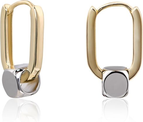 أقراط هوجي هوب ذهبية بيضاوية من الفضة الإسترليني للنساء والفتيات أقراط هندسية مربعة ذهبية مجوهرات ذهبية عصرية in Kuwait