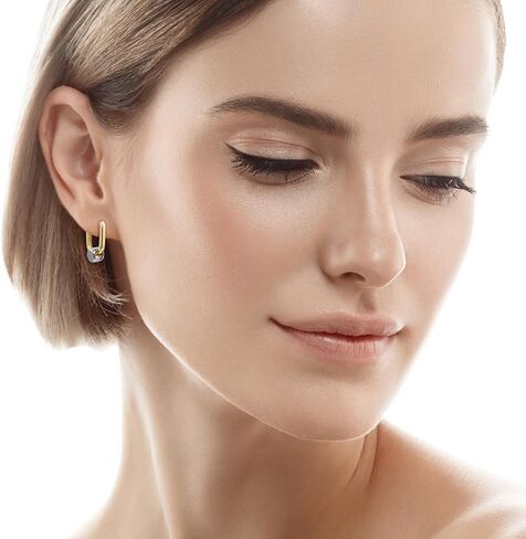 أقراط هوجي هوب ذهبية بيضاوية من الفضة الإسترليني للنساء والفتيات أقراط هندسية مربعة ذهبية مجوهرات ذهبية عصرية in Kuwait