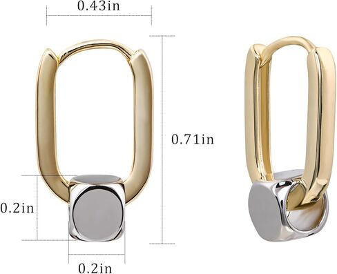 أقراط هوجي هوب ذهبية بيضاوية من الفضة الإسترليني للنساء والفتيات أقراط هندسية مربعة ذهبية مجوهرات ذهبية عصرية in Kuwait