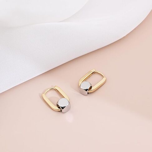 أقراط هوجي هوب ذهبية بيضاوية من الفضة الإسترليني للنساء والفتيات أقراط هندسية مربعة ذهبية مجوهرات ذهبية عصرية in Kuwait