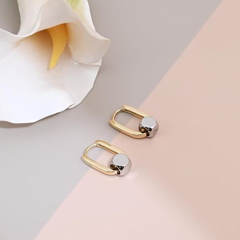 أقراط هوجي هوب ذهبية بيضاوية من الفضة الإسترليني للنساء والفتيات أقراط هندسية مربعة ذهبية مجوهرات ذهبية عصرية in Kuwait