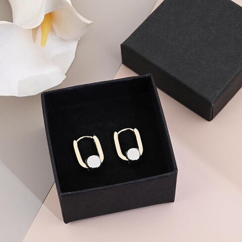 أقراط هوجي هوب ذهبية بيضاوية من الفضة الإسترليني للنساء والفتيات أقراط هندسية مربعة ذهبية مجوهرات ذهبية عصرية in Kuwait