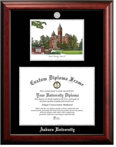 Campus Images NCAA Auburn Tigers Unisex Silver Medallion Frame Auburn University 17w x 13h Silver Embossed Diploma Frame Lithograph, Brown, One Size (AL992LSED-1713) in Saudi Arabia