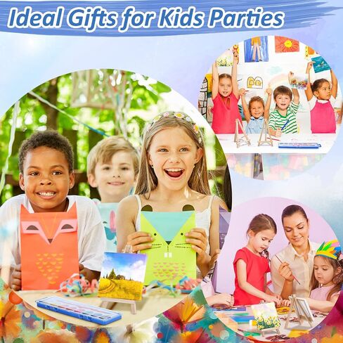 12 Set Mini Canvas Easel Set Include 8 Colors Watercolor Paint Bulk with 4 x 4 Inch Canvases and Easels Washable Watercolor Kids Paint for School Birthday Painting Art Party Favor Supplies in Saudi Arabia