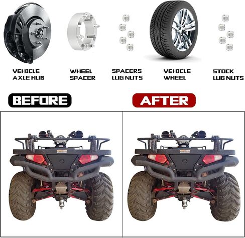 فواصل عجلات 2 بوصة 4x156 متوافقة مع 1996-2011 Polaris Sportsman 500، 1998-2009 Ranger، RZR، ديزل، Ace مع مسامير 3/8-24 in Kuwait