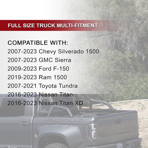 Armordillo CR1 Chase Rack for 1/2 Ton Full Size Truck w/3rd Brake Lights|Roll Bar LED Light mounts|8710951 CR1/CR-1 09-23 F-150/07-23 Silverado 1500/07-23 Sierra 1500/07-23 Tundra/04-23 Titan/Titan XD in Saudi Arabia