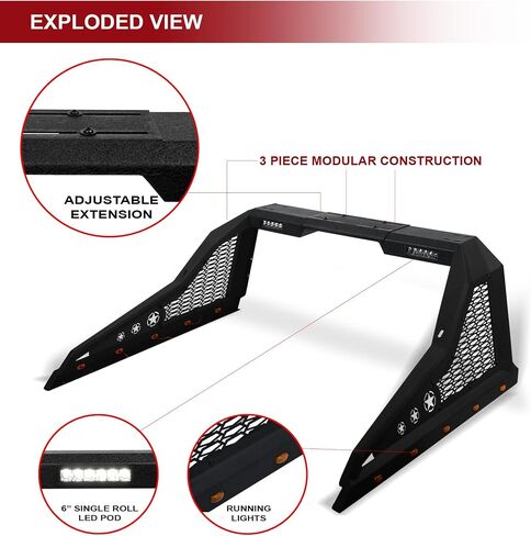 رف مطاردة Armordillo CR1 لشاحنة كاملة الحجم 1/2 طن مع حامل إطارات داخل السرير | حوامل إضاءة LED بشريط لف | 8723531 CR-1 09-23 F-150/07-23 Silverado 1500/07-23 Sierra 1500/07 -23 تندرا/04-23 تيتان/تيتان XD in Saudi Arabia