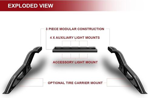 Armordillo CR1 Chase Rack for 1/2 Ton Full Size Truck w/3rd Brake Lights|Roll Bar LED Light mounts|8710951 CR1/CR-1 09-23 F-150/07-23 Silverado 1500/07-23 Sierra 1500/07-23 Tundra/04-23 Titan/Titan XD in Saudi Arabia