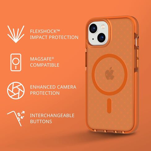 tech21 iPhone 14 Pro Max Evo Check متوافق مع MagSafe® - حافظة هاتف واقية نحيفة وممتصة للصدمات مع حماية متعددة الصدمات FlexShock بطول 16 قدمًا وأزرار إضافية in Saudi Arabia