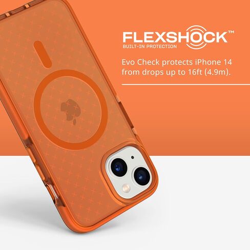tech21 iPhone 14 Pro Max Evo Check متوافق مع MagSafe® - حافظة هاتف واقية نحيفة وممتصة للصدمات مع حماية متعددة الصدمات FlexShock بطول 16 قدمًا وأزرار إضافية in Saudi Arabia