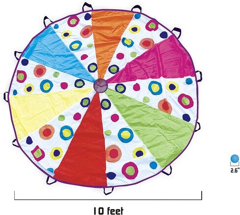 Parachute for Kids with Handles – Rainbow Multi-Colored with 16 Balls in Carry Bag, Parachute Toy for Ages 3+Toddlers, to Seniors (10ft – 12 Handles) in Saudi Arabia